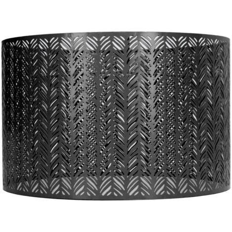 Jeffergarden Abat-jour tambour E27 E14 en forme de feuille de sapin, couvercle d'abat-jour décoratif en métal ajouré pour lampe de plafond murale de Table noir