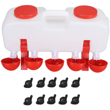 Jeffergarden Abreuvoir à poulet 10L, grande capacité, remplissage par le haut, distributeur d'eau pour volaille avec 10 tasses d'eau pour canard et oie, Semi-automatique
