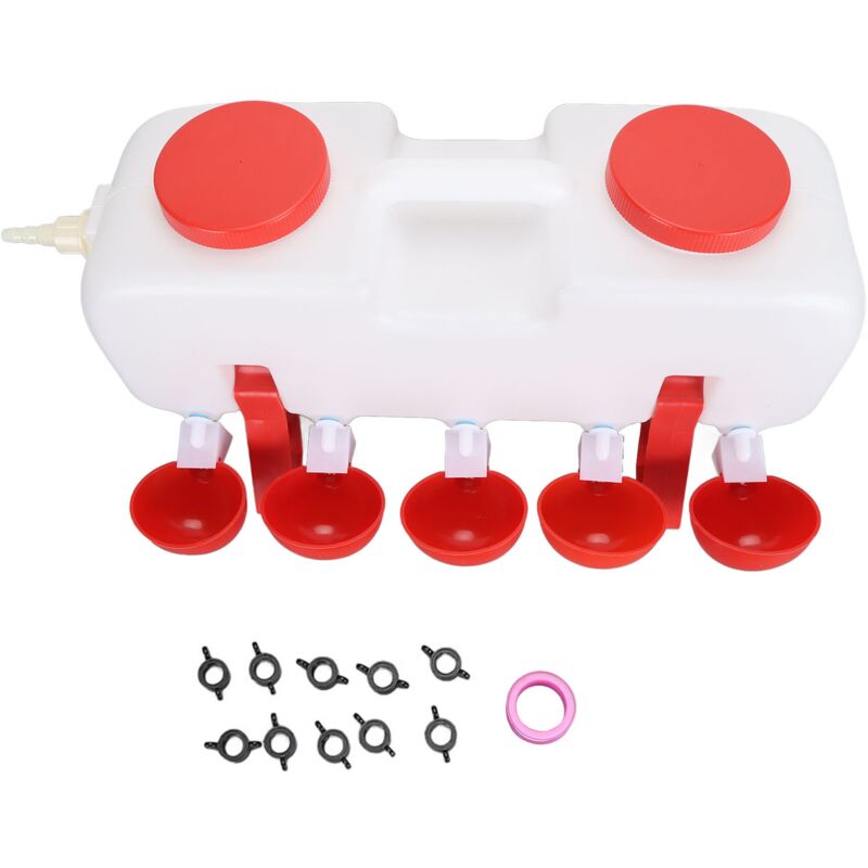 Abreuvoir de poulet 10L, grande capacité, remplissage par le haut, distributeur d'eau pour volaille avec 10 tasses d'eau pour canard et oie,