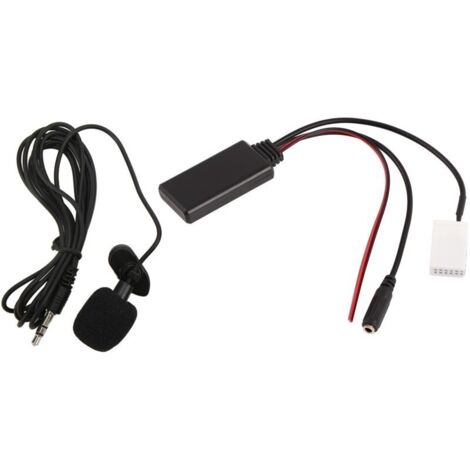 Jeffergarden Adaptateur audio auxiliaire Bluetooth RD4 12 broches pour autoradio Citroën C2 C3 C4 C5 C6 C8 avec microphone intégré