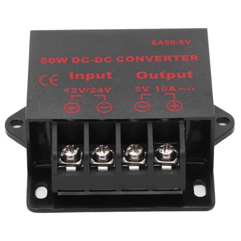 Jeffergarden Adaptateur convertisseur de puissance DC 24V 12V vers régulateur de tension 5V 10A pour enregistreur de moteur EA50-5V