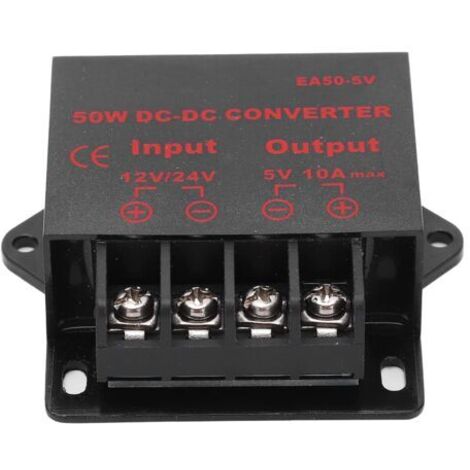Jeffergarden Adaptateur convertisseur de puissance DC 24V 12V vers régulateur de tension 5V 10A pour enregistreur de moteur EA50-5V