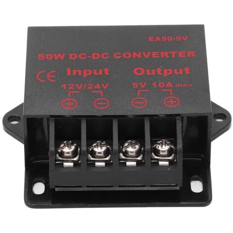 Jeffergarden Adaptateur convertisseur de puissance DC 24V 12V vers régulateur de tension 5V 10A pour enregistreur de moteur EA50-5V