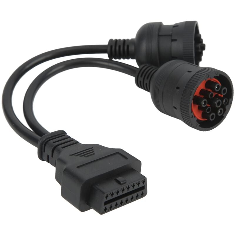 Jeffergarden - Adaptateur femelle J1708 6 broches J1939 9 broches vers OBD2 16 broches, câble de Diagnostic en y pour camions Diesel robustes, bus,