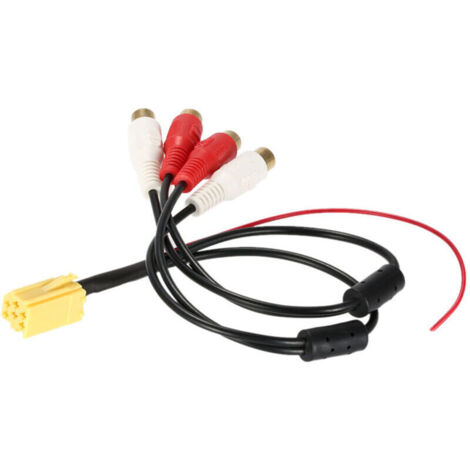 Jeffergarden Adaptateur ISO, câble auxiliaire de voiture haute résistance, installation facile, léger et résistant à l'usure, en PVC 6 broches pour voiture