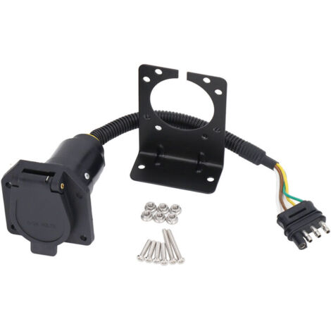 Jeffergarden Adaptateur Prise Remorque 4 Broches vers 7 Broches Noir Compatible Tous Modèles - Connexion Universelle