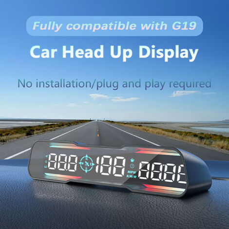 Jeffergarden Affichage tête haute, affichage universel GPS, compteur de vitesse avec boussole de vitesse à LED, alerte de fatigue au volant, alarme de survitesse, distance pour tous les véhicules