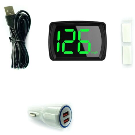 Jeffergarden Affichage tête haute pour voiture, compteur de vitesse numérique GPS MPH avec LED, grande police, adaptateur de charge pour camion, SUV, moto