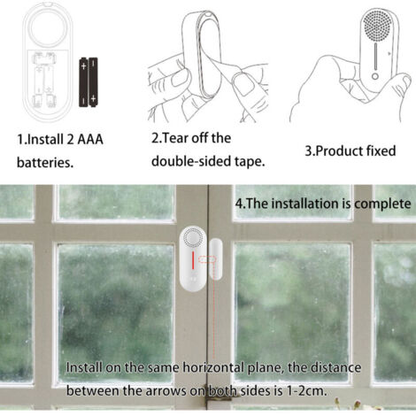 Jeffergarden ‌Alarme Porte Fenêtre Sécurité Maison Sans Fil‌ - Capteur Magnétique Antivol avec Son et Lumière, Contrôle Vocal WiFi Intelligent pour APP Tuya, Installation Facile