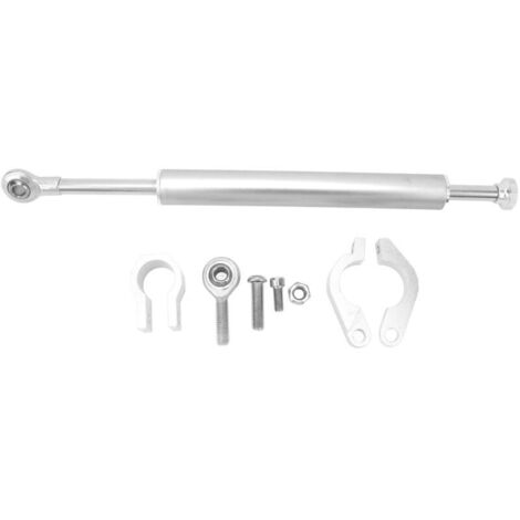 Jeffergarden Amortisseur de direction moto 330 mm, stabilisateur universel en aluminium, compatible avec la plupart des motos, argent