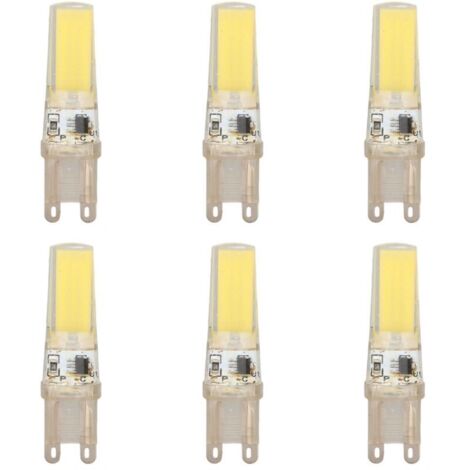 Jeffergarden Ampoule LED G9 COB, 6 pièces, variable, professionnelle, remplacement pour lampes murales, lampes de Table, lumière blanche 220V