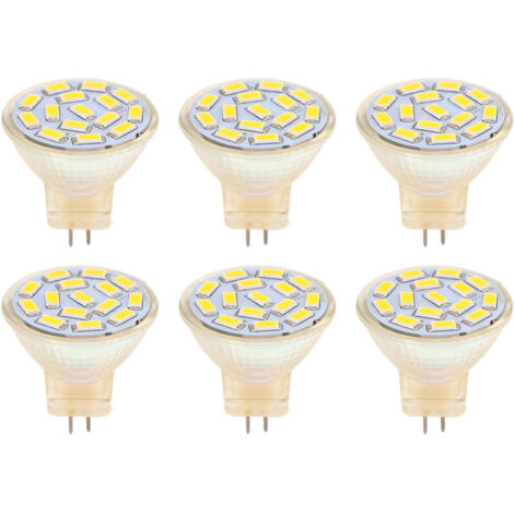 Jeffergarden Ampoule LED GU4 270LM 15LED, ampoule à économie d'énergie MR11, perles de lampe sur piste 12V 3W, lumière chaude 3000K, 6 pièces