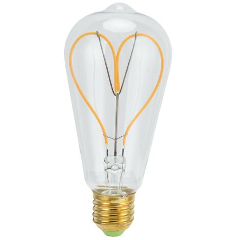 Jeffergarden Ampoule Love Peach en forme de cur, lampe à Filament LED transparente, support de lampe 110V E27, lumière chaude 4W