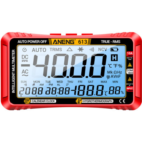 Jeffergarden ANENG 613 3 en 1 multimètre intelligent calendrier perpétuel hygromètre de température 4000 comptes numérique AC/DC tension de courant testeur de condensateur de résistance outils de test