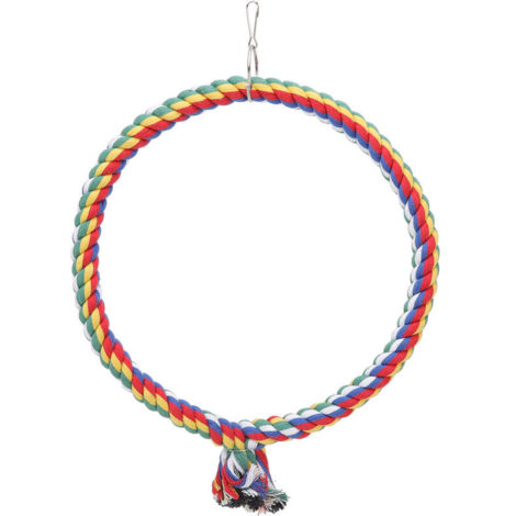 Jeffergarden Anneau en corde de coton pour oiseaux, jouet coloré, balanoire pour perroquets, perruches, calopsittes, Conure, tourtereaux, pinsons, aras L