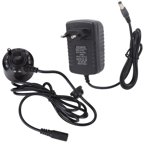 Jeffergarden Aquarium noir 12 LED lumière ultrasons brumisateur atomiseur fontaine d'eau étang intérieur extérieur Aquarium fournitures accessoire prise EU 110  240 V