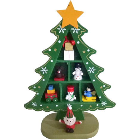 Jeffergarden Arbre de Noël en bois de table, mini sapin de Noël de bureau pratique, pour la décoration de Noël des centres commerciaux et des hôtels, vert