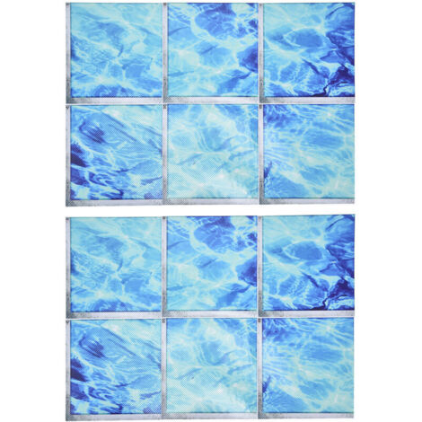 Jeffergarden Autocollant de baignoire 3D imperméable et antidérapant, 2 ensembles, autocollant de carrelage en PVC auto-adhésif pour piscine