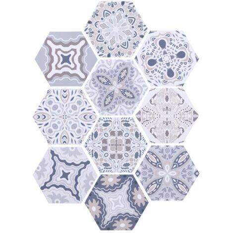 Jeffergarden Autocollant de carrelage à motif Hexagonal, imperméable, antidérapant, décoration murale pour salle de bains et cuisine