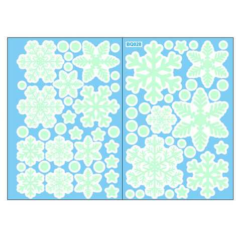 Jeffergarden Autocollant de flocon de neige de Nol dans le noir, autocollant mural en PVC auto-adhésif, autocollants lumineux pour mur, porte, fenêtre, plafond