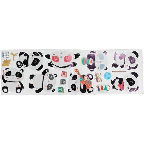 Jeffergarden Autocollant mural de dessin animé Panda, sparadrap d'animaux, décoration de salon, chambre à coucher, maternelle, DIY bricolage