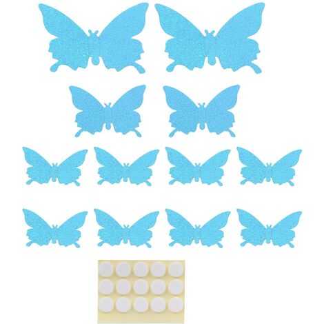 Jeffergarden Autocollant tridimensionnel 12 pièces/ensemble, papier peint Flash de simulation, Art mural de salon de mariage pour la maison, bleu brillant