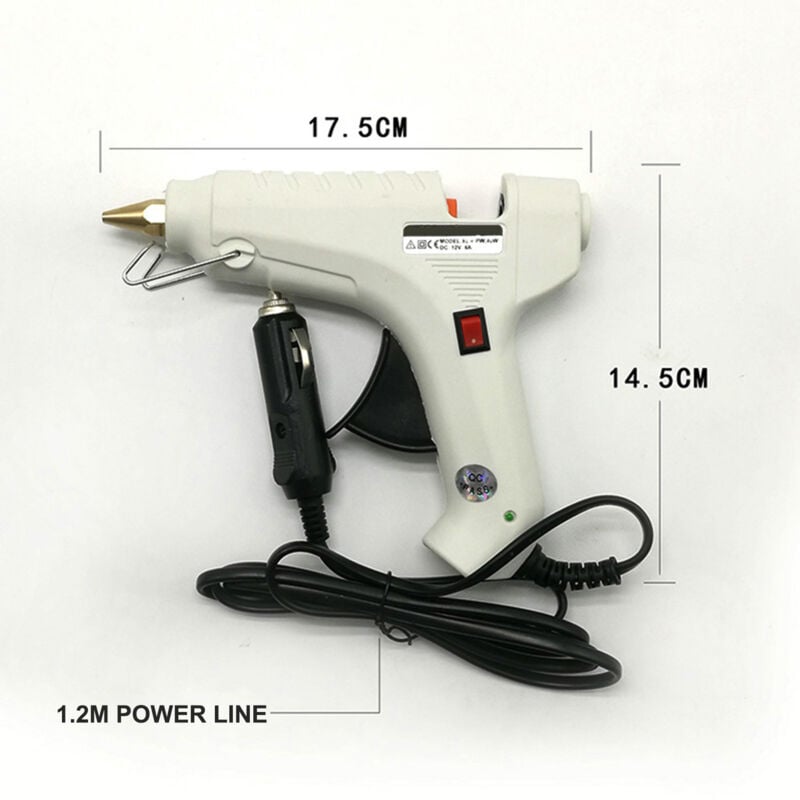 Jeffergarden Automotive universal hot melt glue gun 40W 12V 47 inches long cord with cigarette lighter plug White