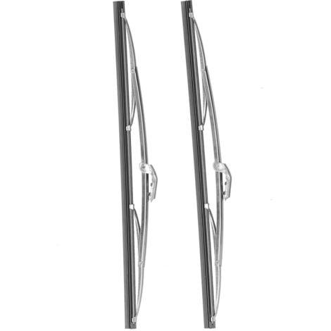 Jeffergarden Balais d'essuie-glace avant de 12 pouces/30.48cm, en acier inoxydable, argent poli, universels pour voiture