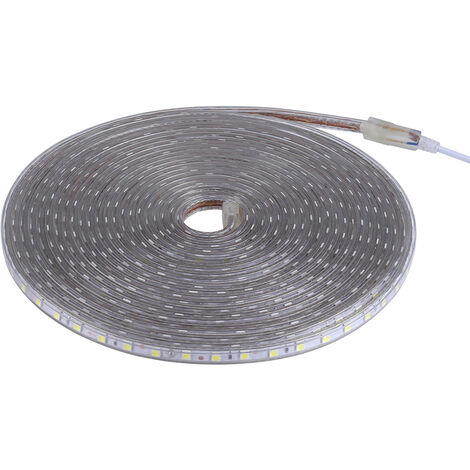 Jeffergarden Bande lumineuse étanche SMD 5050 LED, 220V, 60 diodes/m, Flexible, 10 mètres, blanc chaud