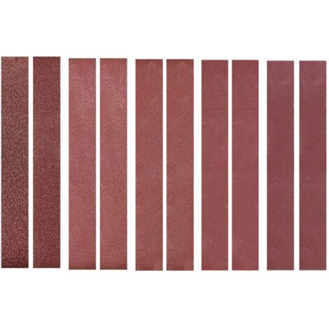Jeffergarden Bandes abrasives en alumine 30x330mm, paquet de 10 (2 bandes de chaque grain : 120, 240, 400, 800 et 1000) et papier de verre.