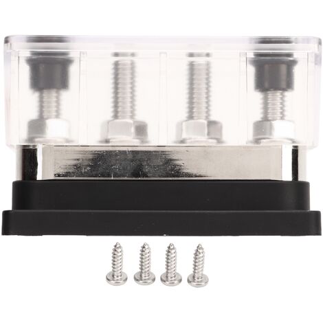 Jeffergarden Barre omnibus de batterie DC12V à 48V 600A, courant élevé M10, bloc de Distribution d'énergie à 4 goujons pour voiture, camping-car, bateau, Yacht, noir