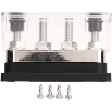 Jeffergarden Barre omnibus de batterie DC12V à 48V 600A, courant élevé M10, bloc de Distribution d'énergie à 4 goujons pour voiture, camping-car, bateau, Yacht, noir
