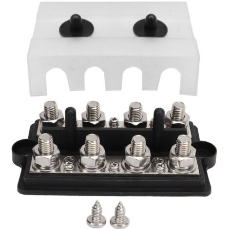 Jeffergarden Barre omnibus Marine RV Terminal de batterie bloc de distribution d'énergie 2 rangées M8 goujon DC12-48V 150A noir
