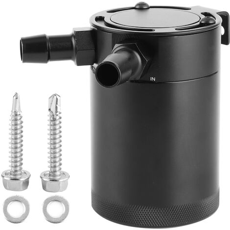 Jeffergarden Bidon de récupération d'huile à 2 orifices 300 ml en alliage d'aluminium Réservoir à chicane Accessoire universel