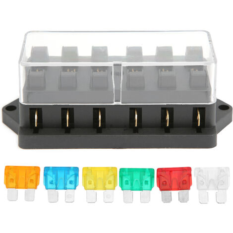 Jeffergarden Bloc de fusibles à 6 voies support de bote à fusibles à lame étanche pour applications domestiques de bateau de voiture 12V-24V
