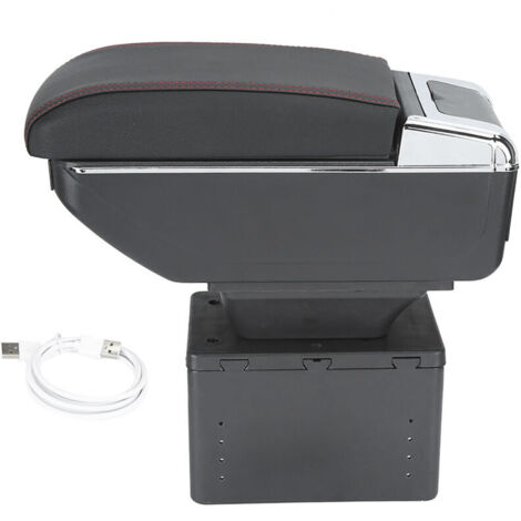 Jeffergarden Boîte de rangement universelle pour accoudoir de console centrale de voiture, réglable avec interface USB