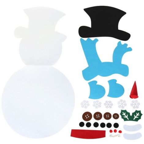Jeffergarden Bonhomme de neige en feutre pour enfants, cadeaux pour enfants, bricolage, ornement de nol détachable, jeux muraux suspendus pour décorations de nol, écharpe bleue