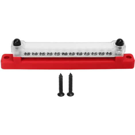 Jeffergarden Borne de Distribution d'Alimentation 48V 150A 12 Bornes avec Couvercle pour Voiture VR Bateau Rouge