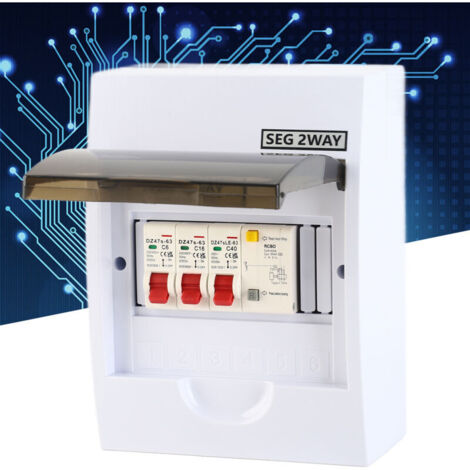 Jeffergarden Bote à fusibles 2 voies 40A 30mA RCD + 2 MCB alimentation Garage btiment résidentiel bote électrique