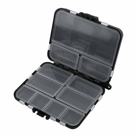 Jeffergarden Bote de rangement en plastique durable pour appts de pêche portables noirs à 26 compartiments individuels