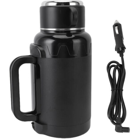 Jeffergarden Bouilloire électrique de voiture 1500ML 304 en acier inoxydable Anti-brûlure sèche LED affichage de la température chaudière à eau chaude avec poignée pliable pour camion
