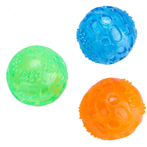 Jeffergarden Boule à mcher grinante pour chien, jouet pour chiot, nettoyage des dents, 3 pièces/ensemble