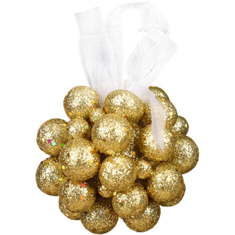 Jeffergarden Boule décorative de Noël 3D en mousse saupoudrée de poudre dorée - Boule de Noël pour centres commerciaux, maisons, décorations de sapin, accessoires - Or 6 cm