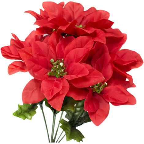 Jeffergarden Bouquet de Noël artificiel rouge, accessoire de spectacle, décoration de mariage pour la maternelle, fleur en soie, fausse fleur
