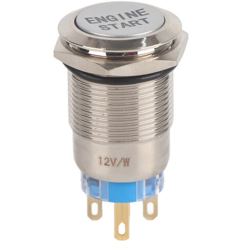 Jeffergarden Bouton poussoir de démarrage de moteur de voiture, étanche 12V, interrupteur d'allumage, démarreur, argent, acier inoxydable