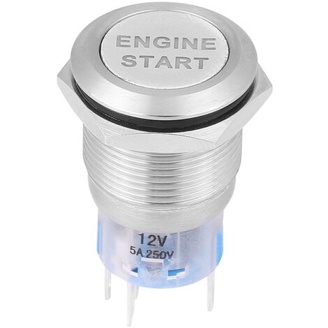 Interrupteur Bouton-Poussoir LED 12mm - Momentané, Étanche IP67, Laiton Nickelé, Pour Voiture, Bateau, DIY - Tensions LED 2V/3V, Couleur LED Au Choix (Bleu, Rouge, Vert, Blanc)