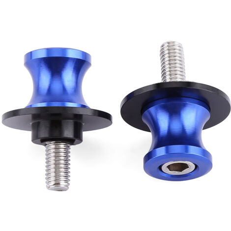 Jeffergarden Bras oscillant Bobine 2PCS 6/8 / 10mm Moto CNC Stand arrière Bras de balançoire Sliders Stand Bobbins bras oscillant(8mm-Bleu)