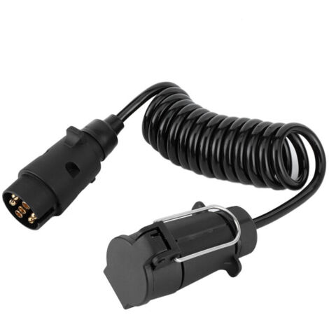 Jeffergarden Câble à ressort de 2 m, connecteur de câblage adaptateur de prise et de prise de remorque à 7 broches pour caravanes