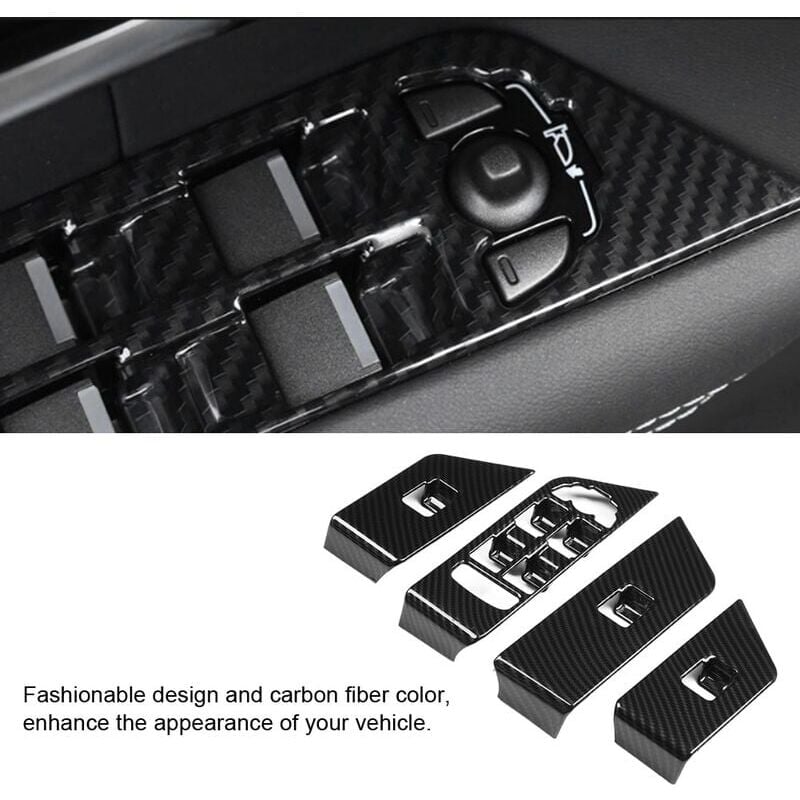 SNQ - Jeffergarden Cadre de garniture de bouton de lève-vitre en Fiber de carbone 4 pièces pour Land Rover Range Rover Evoque 12-17