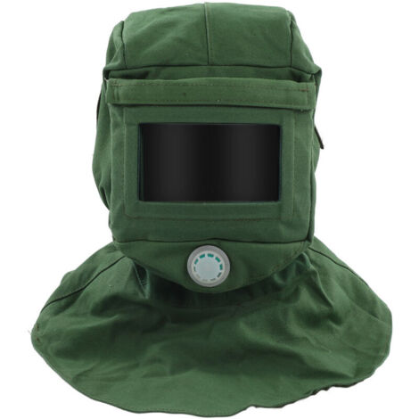 Jeffergarden Cagoule de sablage avec visière de protection faciale, ventilation, anti-poussière, coupe-vent, en toile châle, résistante aux rayures et à la chaleur, protège-nuque